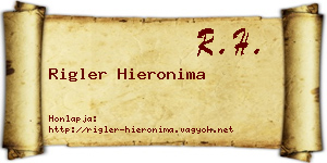 Rigler Hieronima névjegykártya
